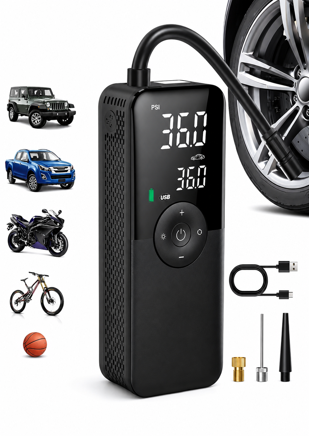 Portable Air Compressor – 12V Digital Tire Inflator