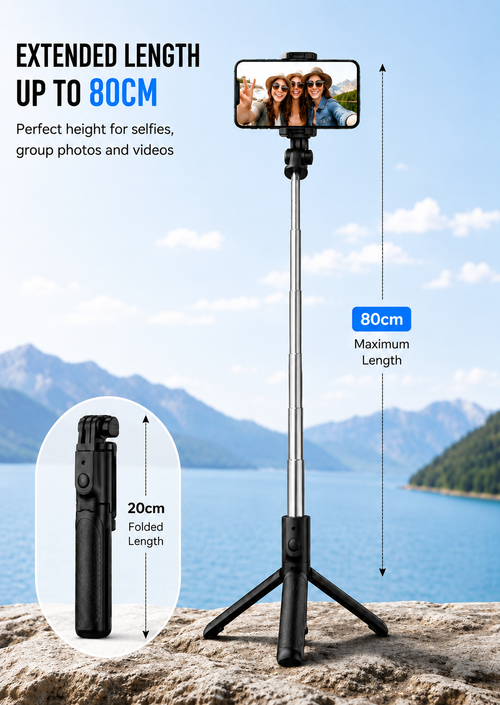 3-in-1 Selfie Stick Tripod with Bluetooth Remote