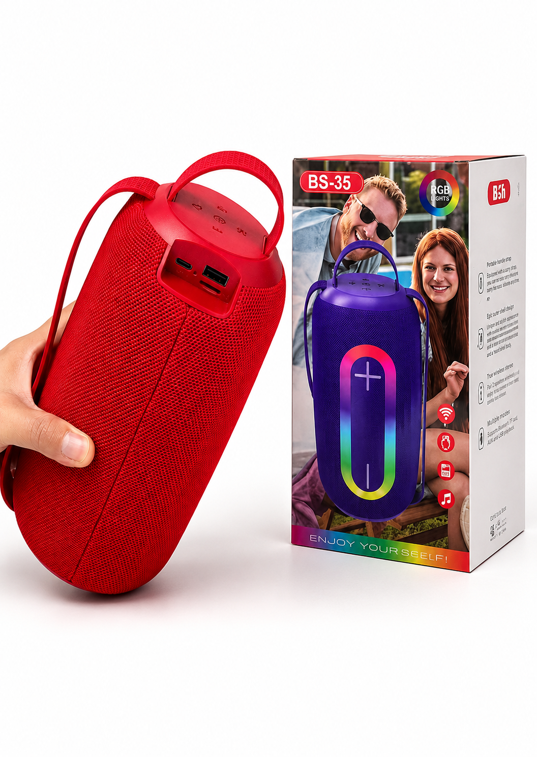 BS-35 Portable Bluetooth Speaker – Wireless Speaker with RGB Lights
