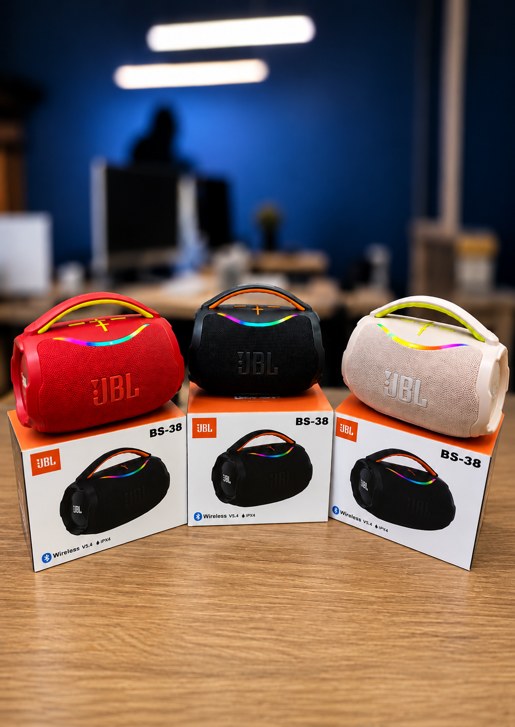 BS-38 Portable Bluetooth Speaker with RGB Lights – Wireless Stereo Speaker