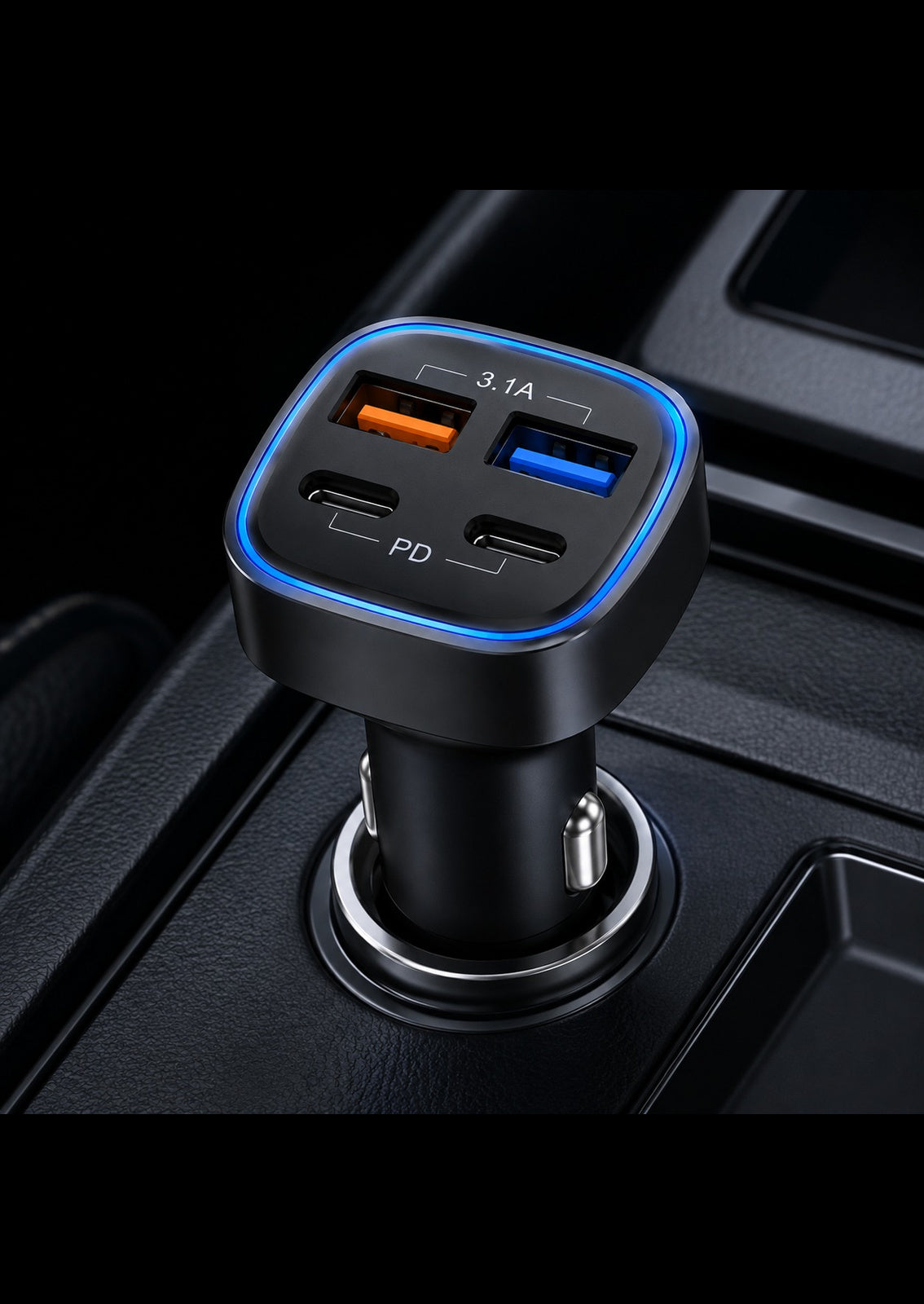 4-in-1 Fast Car Charger | Dual USB + Dual Type-C PD Car Charging Adapter