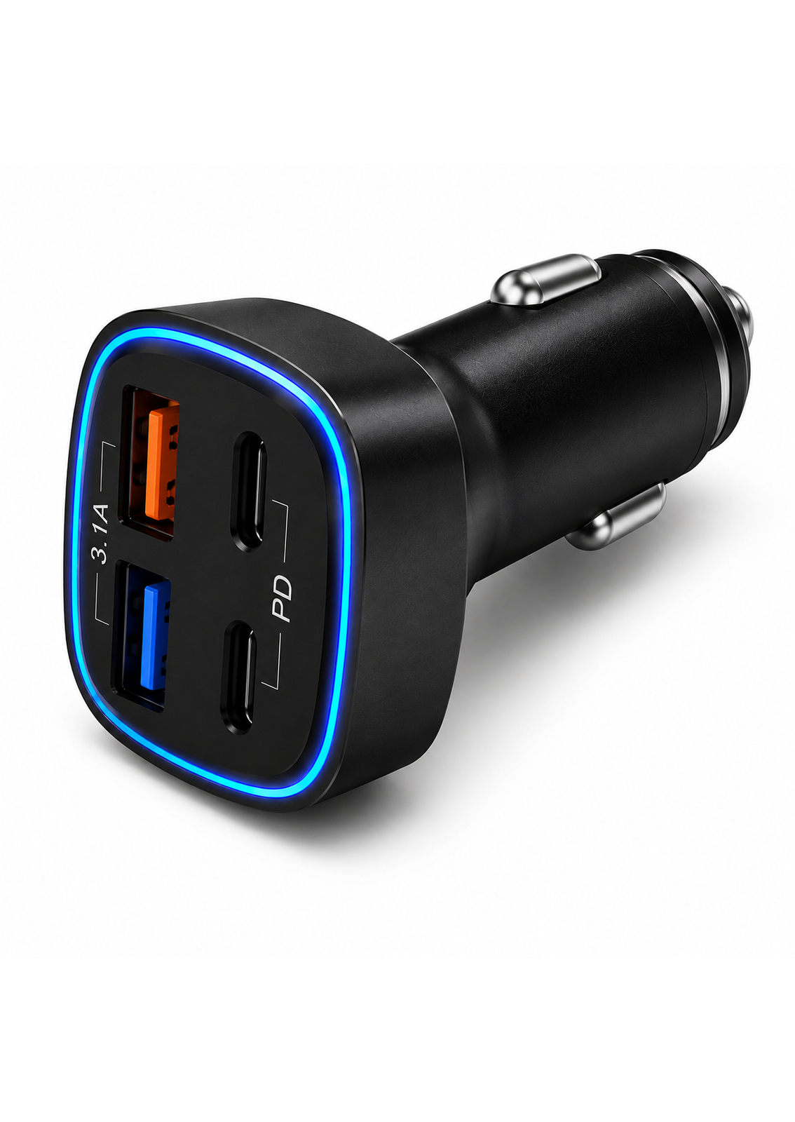 4-in-1 Fast Car Charger | Dual USB + Dual Type-C PD Car Charging Adapter