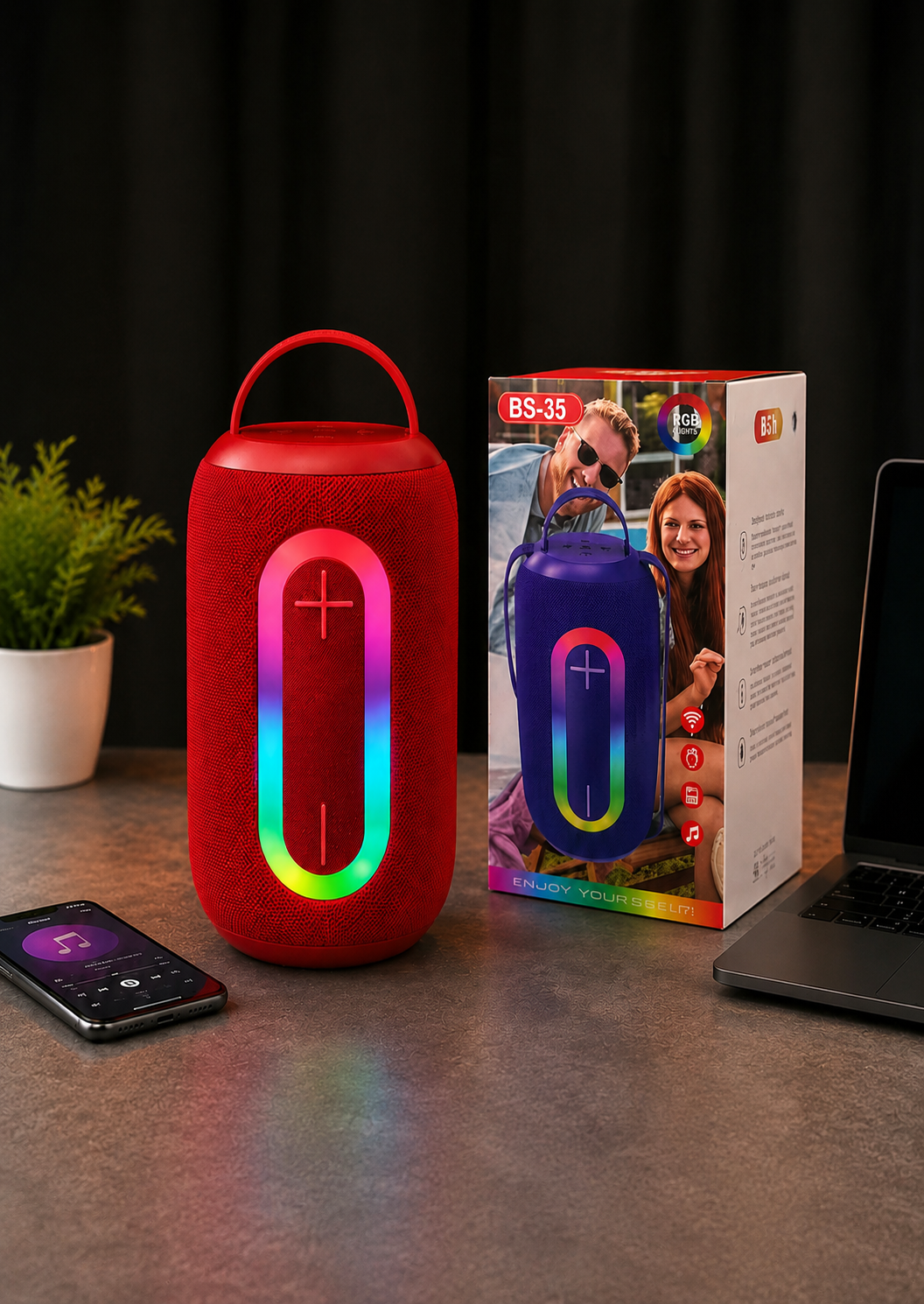 BS-35 Portable Bluetooth Speaker – Wireless Speaker with RGB Lights